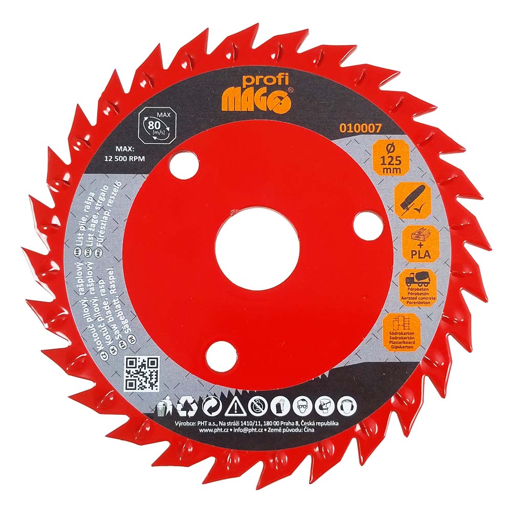 Magg Profi - Kotouč pilový, rašplový - pro úhlové brusky 125 x 3 x 22,2 mm - plochý