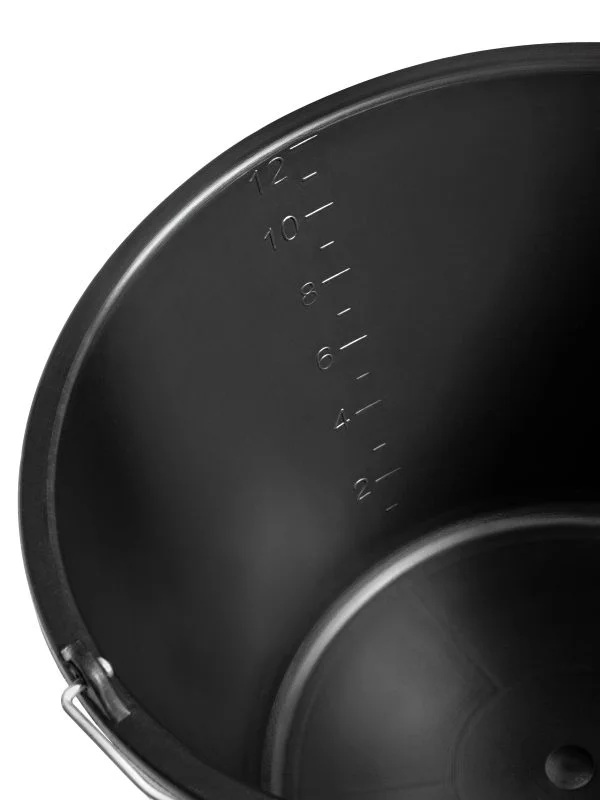 12-liter Construction bucket with handle and spout - black