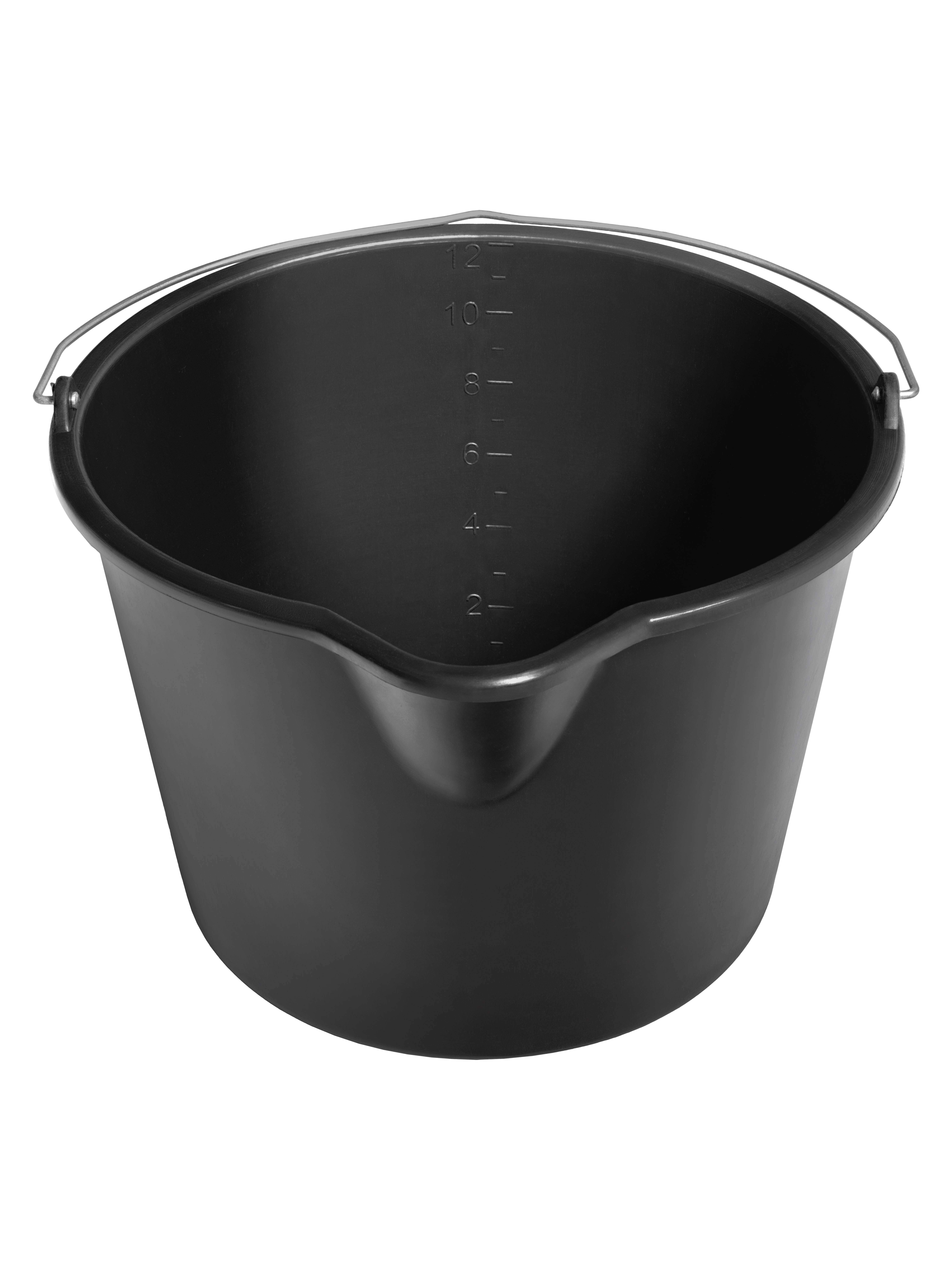 12-liter Construction bucket with handle and spout - black
